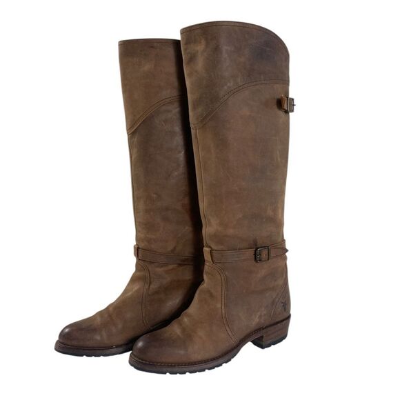 Women's FRYE boots Brown Leather Riding Boots 7M - Picture 1 of 11